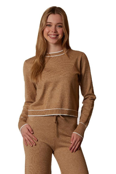 contrast trim crew neck sweater