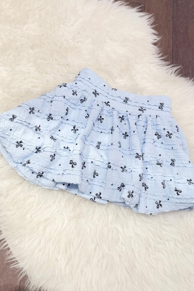 girls bows knit lace skirt