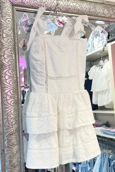 girls eyelet tie shoulder dress