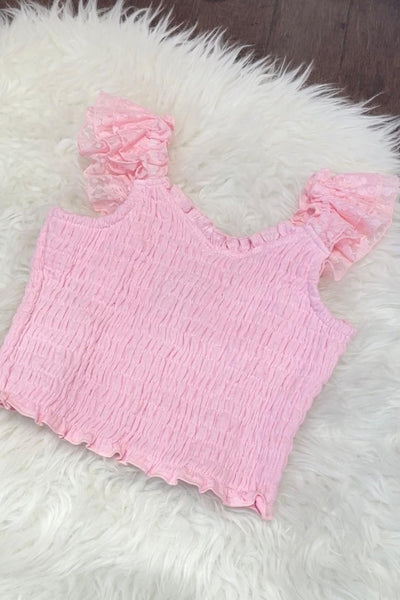 girls smock flutter top