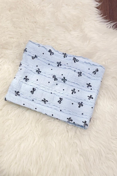 girls bows knit lace tube top
