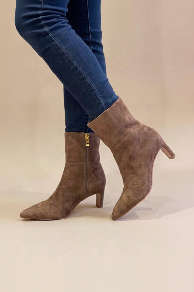 Suede Slim Heel Bootie