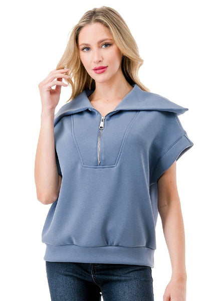short sleeve 1/4 zip top