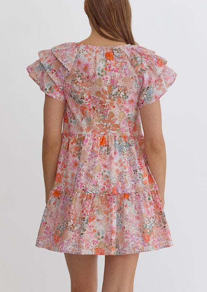 floral poplin flutter dress