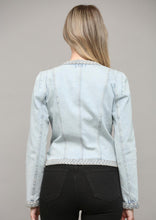 Load image into Gallery viewer, braided trim denim jacket
