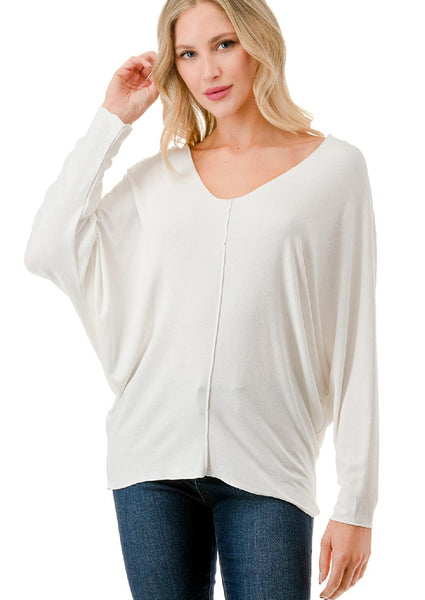 long sleeve slouchy v neck top