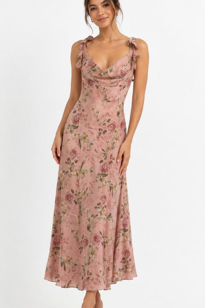 rose midi ruffle dress