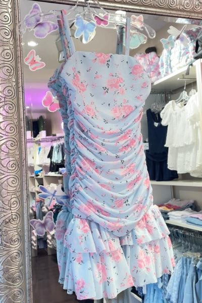 girls mesh ruched roses dress