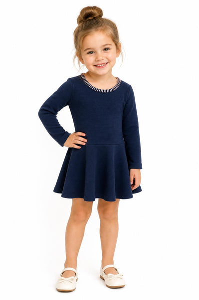 girls top stitch waffle dress
