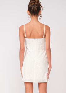 strapless bustier eyelet dress