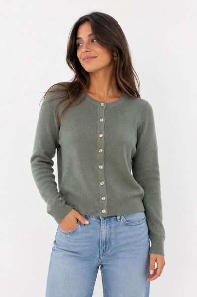 rib essential button cardigan
