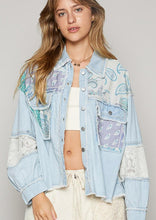 Load image into Gallery viewer, mixed media denim shirt
