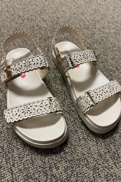 girls 2 strap sandal lasercut