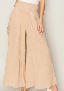 smocked waist gauze pant