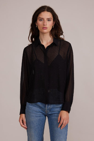 embellished chiffon + cami shirt