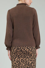 Load image into Gallery viewer, knit ruffle neck blouse
