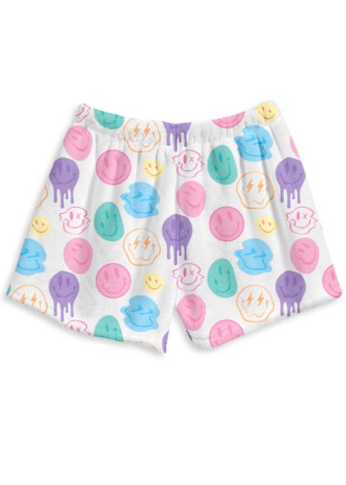 girls fuzzy lounge shorts happy sherbert