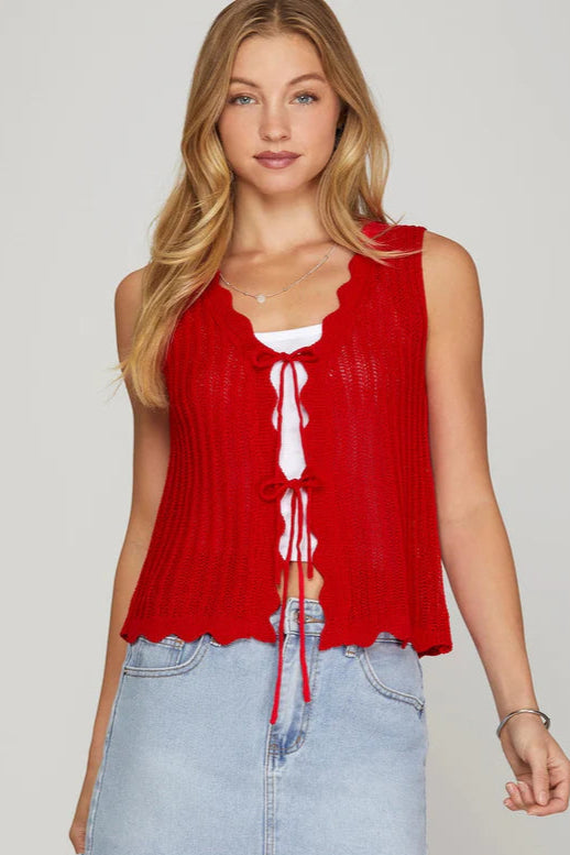 tie pointelle vest
