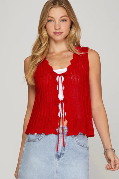 tie pointelle vest
