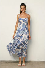 Load image into Gallery viewer, tie shoulder palm print midi dress
