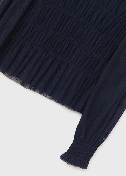 girls dot tulle pleat blouse