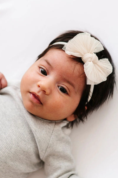 tulle skinny pleated bow headb
