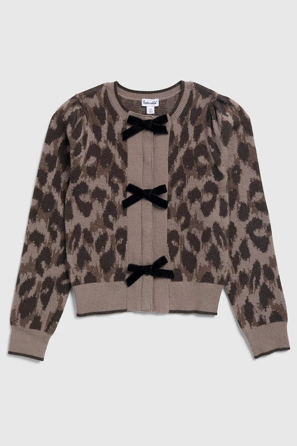 tween leo bow cardigan