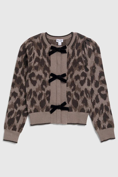 tween leo bow cardigan