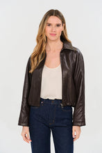 Load image into Gallery viewer, Faux Leather Bubble Hem Jacket
