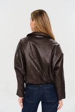 Load image into Gallery viewer, Faux Leather Bubble Hem Jacket
