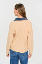 Load image into Gallery viewer, Denim Trim Cable Cardigan
