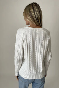 v neck cable knit sweater