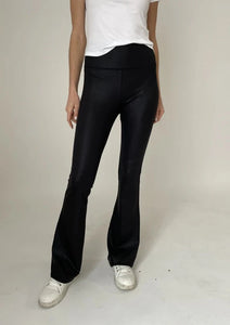 coated flare pant