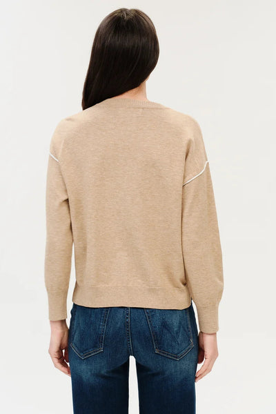 Contrast Seam Crew Sweater
