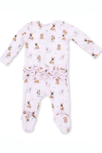 baby ruffle footie bestie dogs