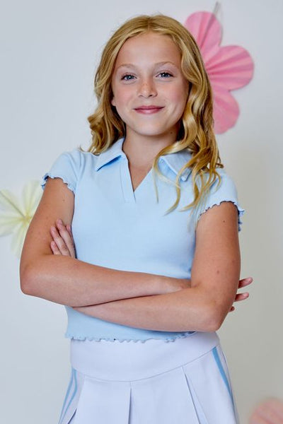 girls rib collar tee