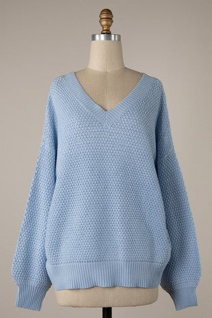 v neck cable sweater