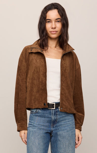 Faux Suede Bubble Hem Jacket