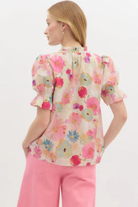 watercolor floral blouse