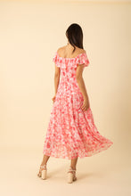 Load image into Gallery viewer, watercolor off shoulder chiffon maxi dress
