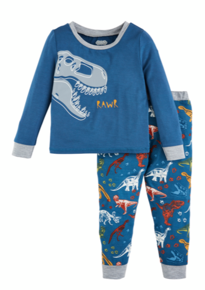 kids dino glow pj set