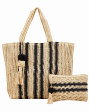 Load image into Gallery viewer, straw tote + pouch set
