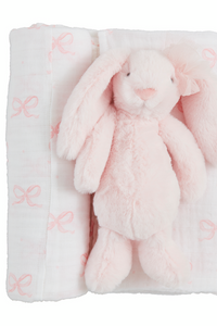 bow swaddle + rattle