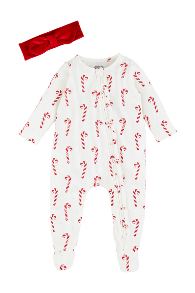 baby candycane ruffle footie