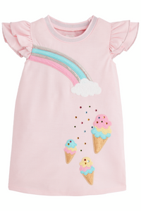 girls sparkle icecream tshirt dress