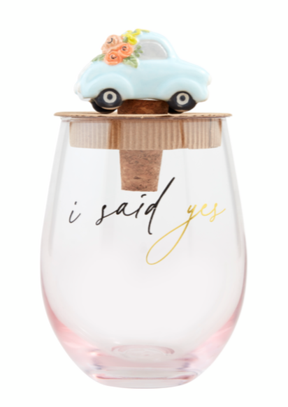 engaged wine glass set