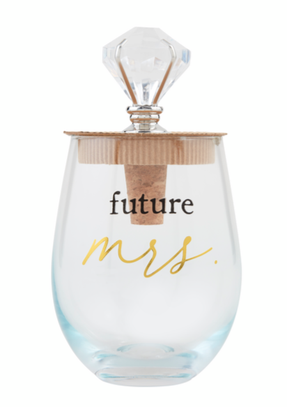 engaged wine glass set