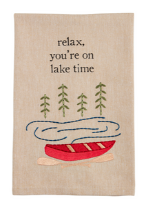 lake embroidered towels