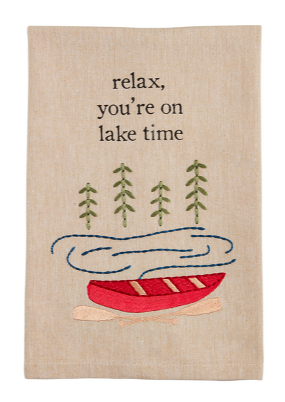 lake embroidered towels