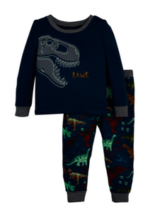 kids dino glow pj set